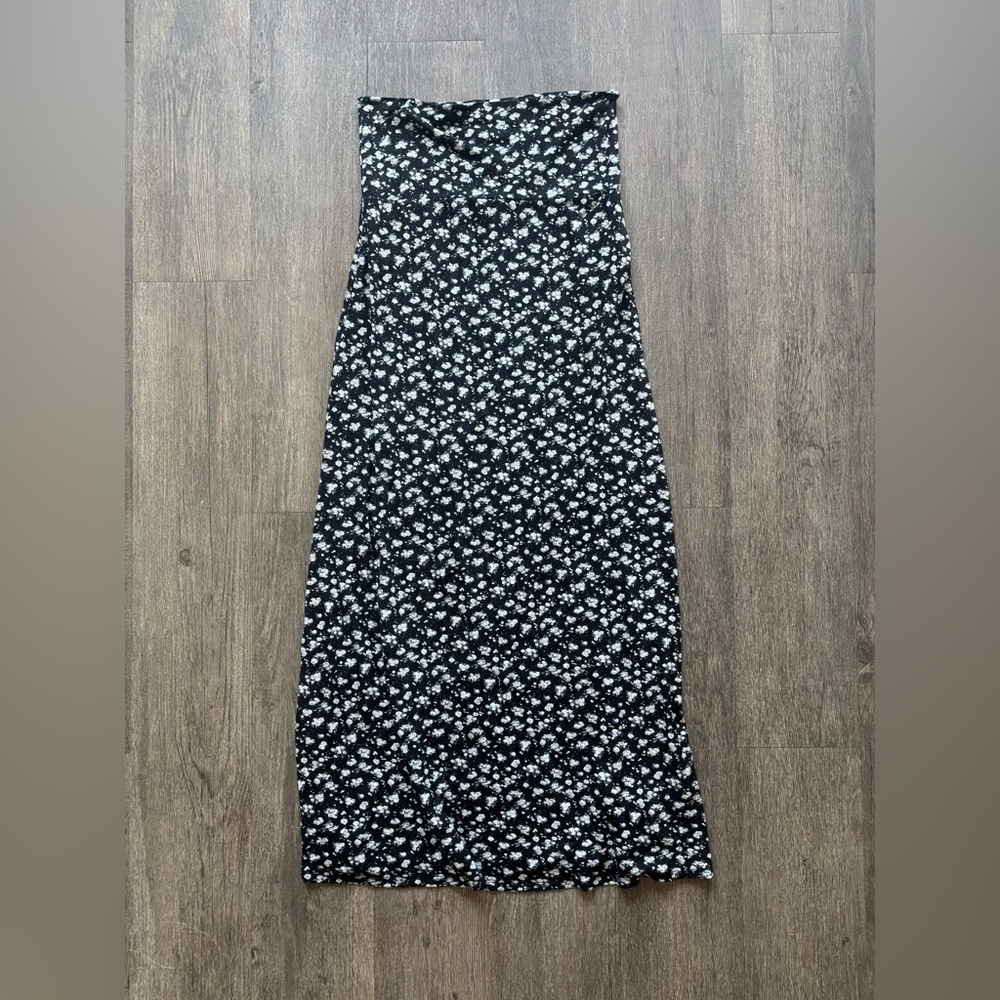 Azules Black and White Floral Maxi Skirt